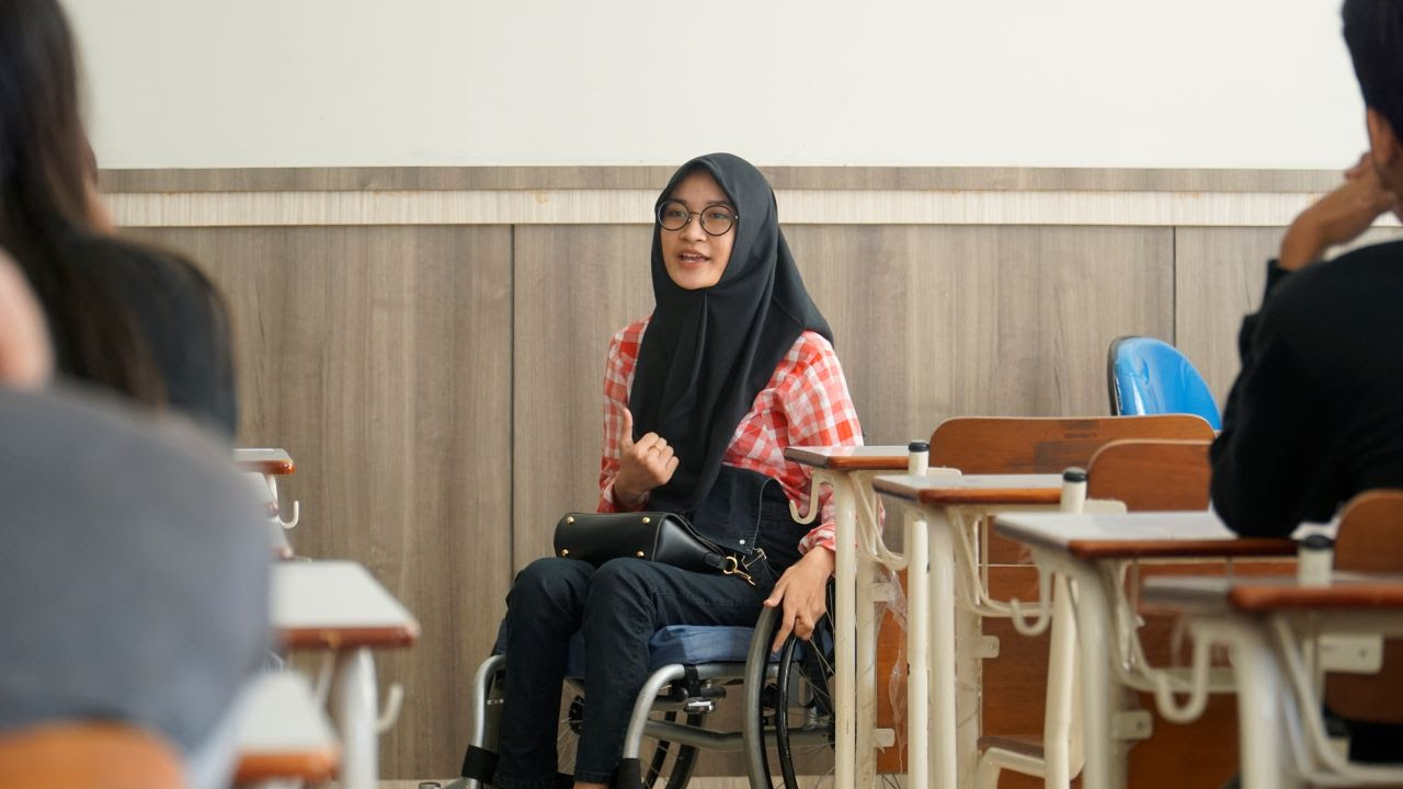 A student on a wheelchair